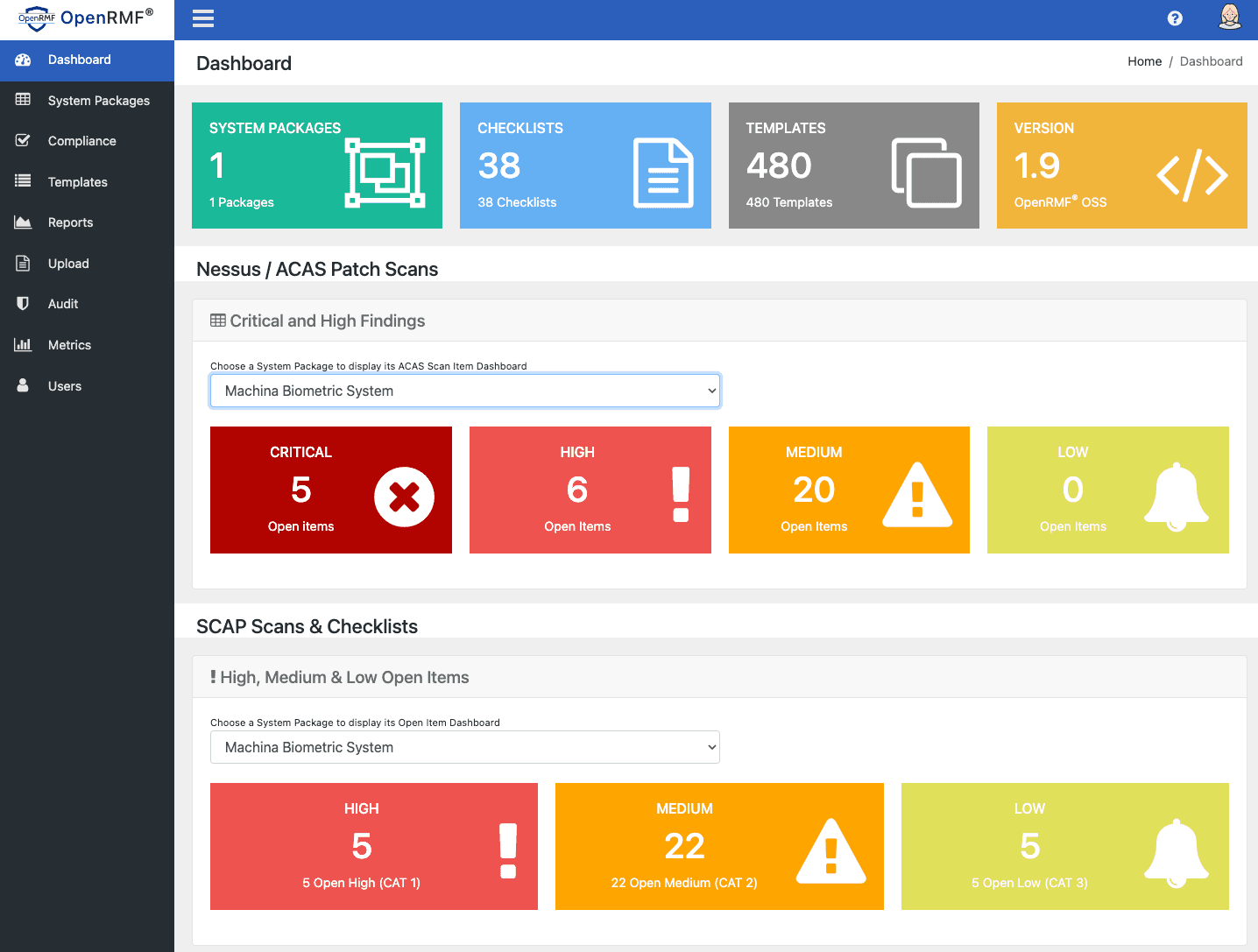 A screenshot of the OpenRMF tool